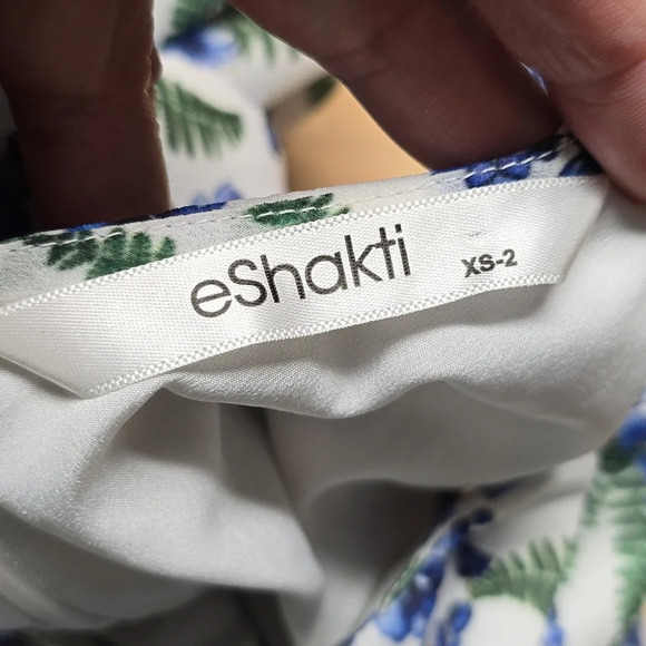 {eShakti} Pleat Bib Floral Print Georgette Maxi Dress - Size XS (2) - Picture 16 of 17